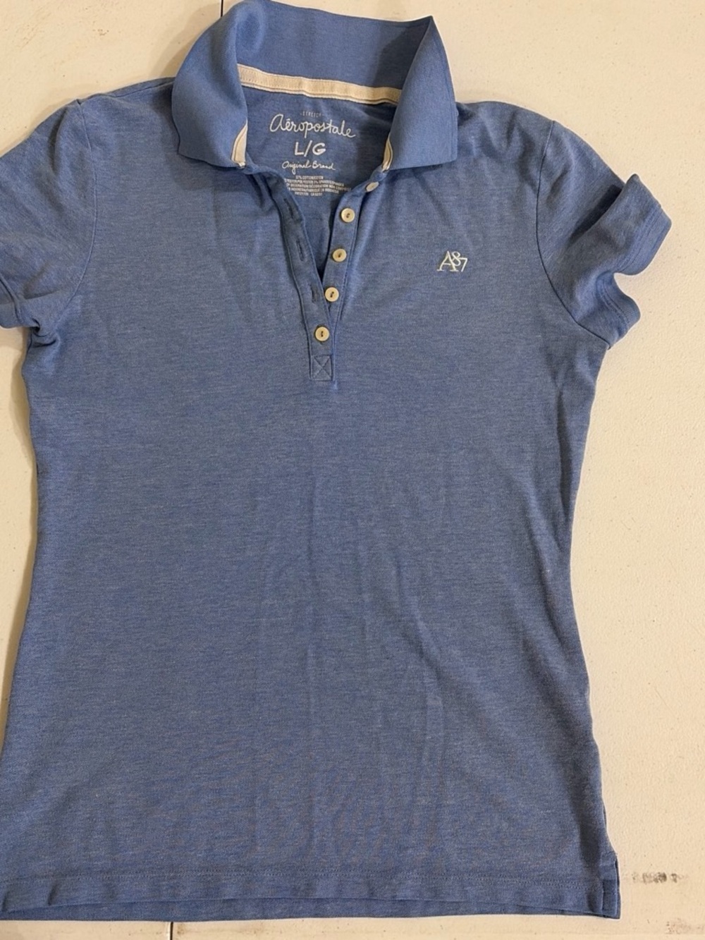 Aeropostale Women's Heather Blue Polo with A87 Logo
